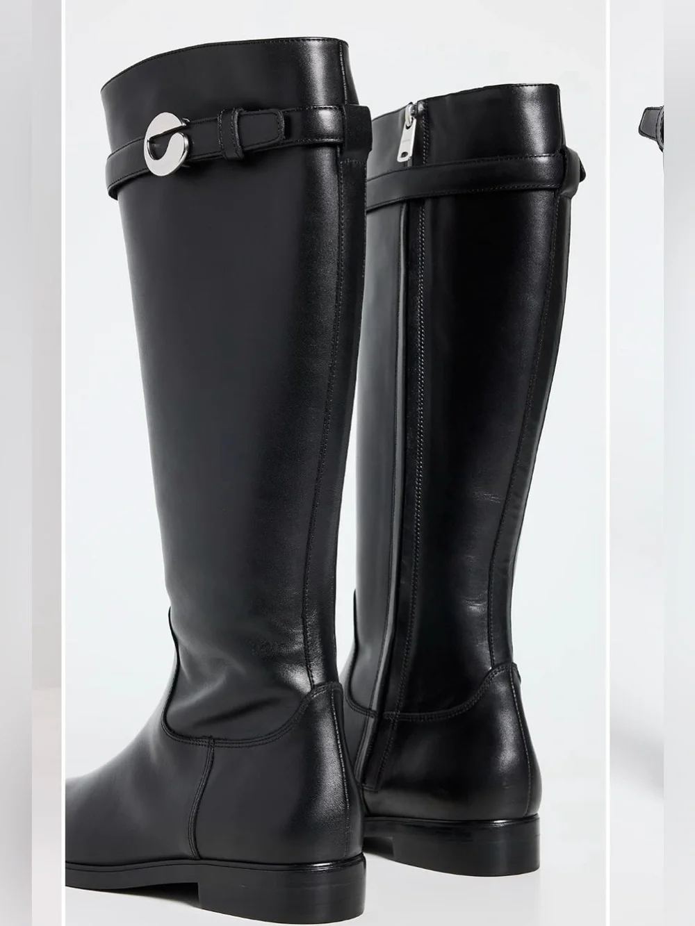 Coperni Black Leather Cavalier Flat Boots Size 38 / Size 7 Knee High WORN ONCE.